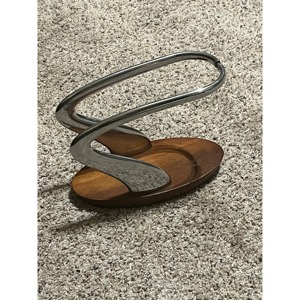 NAMBE Lupo Napkin Holder Crafted from Nambe Alloy & Acacia Wood